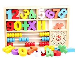 Learning box with Abacus clock and numbers