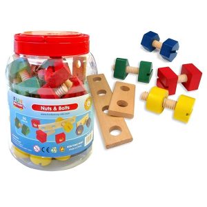 Wooden Nuts & Bolts in Jar 56pc