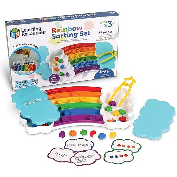 Add some color to classroom sorting lessons with these vibrant activity trays! This set’s 4 Rainbow Sorting Trays each come with two cloud-shaped counter holders and six slots..