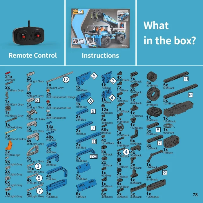 Building block remote control project crane 2 in 1