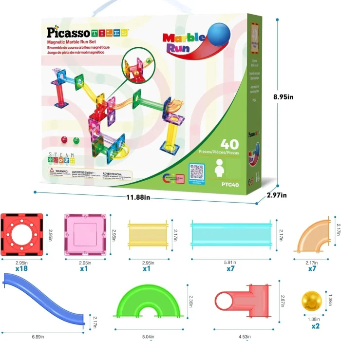 71HMR2W2mnL._AC_SL1500_ Picasso Tiles - 40 Pc Marble Run