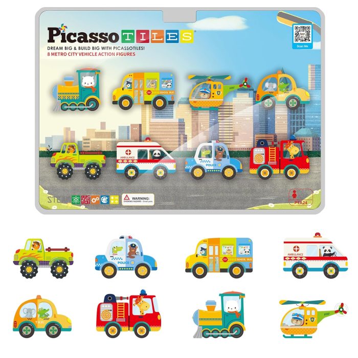 Picasso Tiles - Metro city Set with 8 vehicles