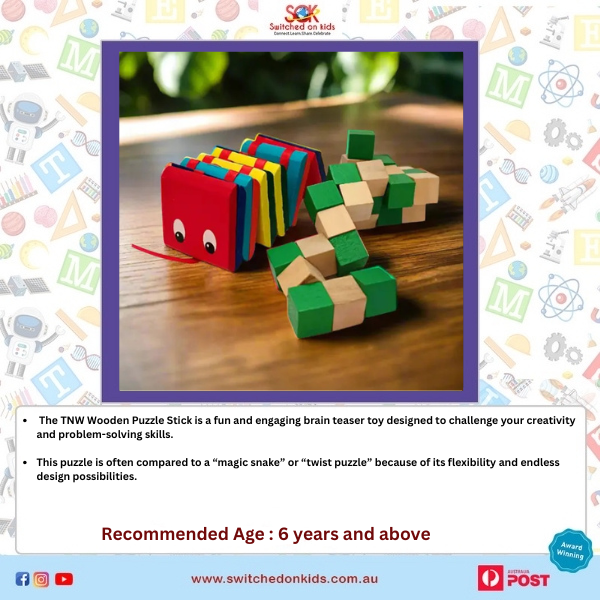 Specially created for curious young learners , this kit combines chemistry, light, and creativity to make science both fun and unforgettable. (9) TNW - Wooden Puzzle stick