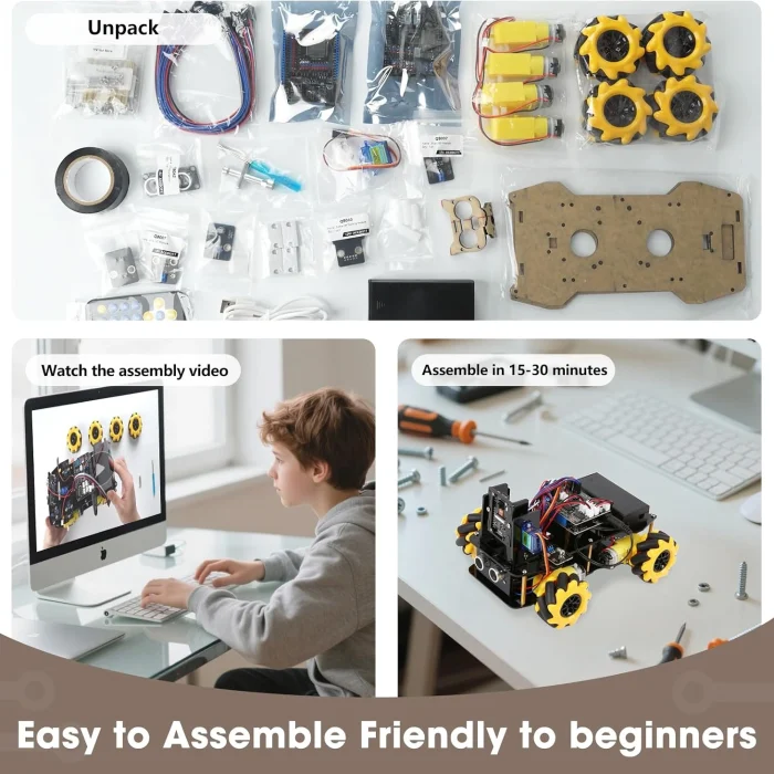 ACEBOTT ESP32 Smart Car Starter Kit with 4WD Mecanum Wheel