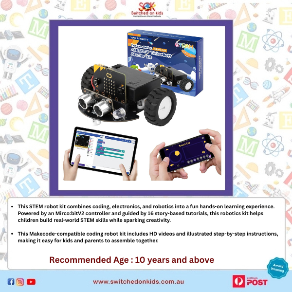 Specially created for curious young learners , this kit combines chemistry, light, and creativity to make science both fun and unforgettable. (35) ACEBOTT TinkerBott microbit car (with Microbit)